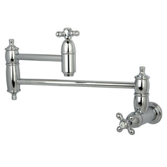 Pot Filler Faucet, Restoration, Wall Mount, Two-Handle, Brass, Polished Chrome