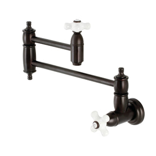 Pot Filler Faucet, Restoration, Wall Mount with Two Handles in Oil Rubbed Bronze