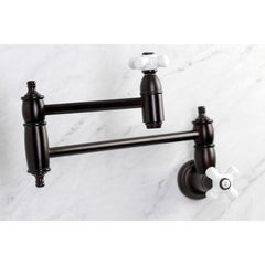 Pot Filler Faucet, Restoration, Wall Mount with Two Handles in Oil Rubbed Bronze