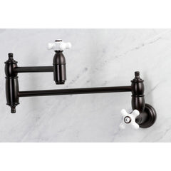 Pot Filler Faucet, Restoration, Wall Mount with Two Handles in Oil Rubbed Bronze