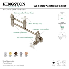 Pot Filler Faucet, Restoration, Wall Mount with Two Handles in Oil Rubbed Bronze