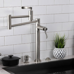 Pot Filler Faucet, Tulare, Two-Handle Deck Mount in Brushed Nickel