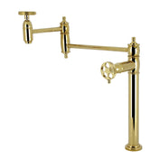 Pot Filler Faucet, Tulare, Two-Handle Deck Mount in Polished Brass