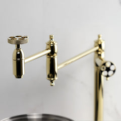 Pot Filler Faucet, Tulare, Two-Handle Deck Mount in Polished Brass