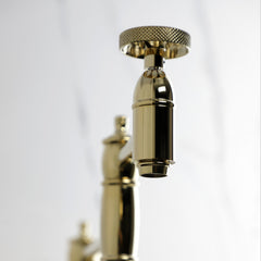 Pot Filler Faucet, Tulare, Two-Handle Deck Mount in Polished Brass