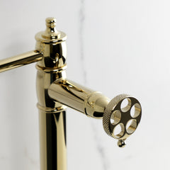 Pot Filler Faucet, Tulare, Two-Handle Deck Mount in Polished Brass