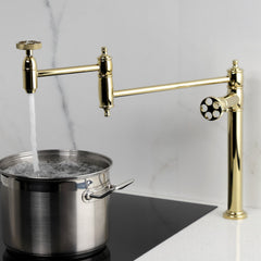 Pot Filler Faucet, Tulare, Two-Handle Deck Mount in Polished Brass