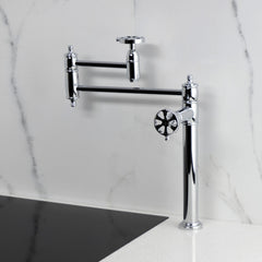 Pot Filler Faucet, Tulare, Two-Handle Deck Mount in Polished Chrome