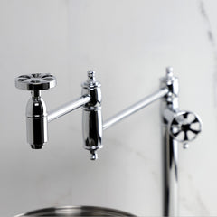 Pot Filler Faucet, Tulare, Two-Handle Deck Mount in Polished Chrome