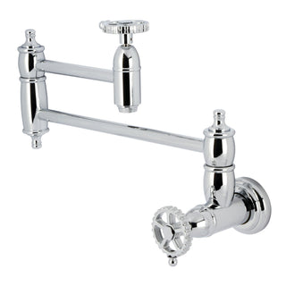 Pot Filler Faucet, Tulare, Wall Mount with Two Handles in Polished Chrome