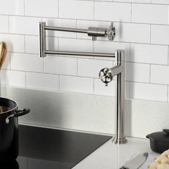 Pot Filler Faucet, Webb, Two-Handle Deck Mount in Brushed Nickel