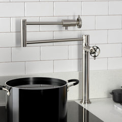 Pot Filler Faucet, Webb, Two-Handle Deck Mount in Brushed Nickel