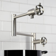 Pot Filler Faucet, Webb, Two-Handle Deck Mount in Brushed Nickel