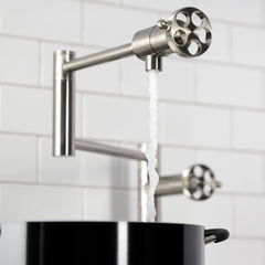 Pot Filler Faucet, Webb, Two-Handle Deck Mount in Brushed Nickel