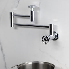 Pot Filler Faucet, Webb, Two-Handle Wall Mount in Polished Chrome