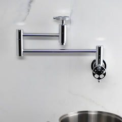 Pot Filler Faucet, Webb, Two-Handle Wall Mount in Polished Chrome