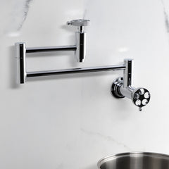 Pot Filler Faucet, Webb, Two-Handle Wall Mount in Polished Chrome