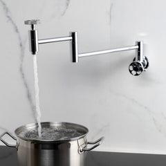 Pot Filler Faucet, Webb, Two-Handle Wall Mount in Polished Chrome
