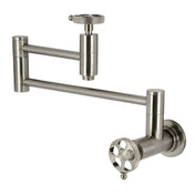 Pot Filler Faucet, Webb, Wall Mount with Knurled Handle in Brushed Nickel