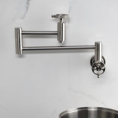 Pot Filler Faucet, Webb, Wall Mount with Knurled Handle in Brushed Nickel