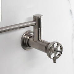 Pot Filler Faucet, Webb, Wall Mount with Knurled Handle in Brushed Nickel