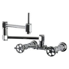 Pot Filler Faucet, Webb, Wall Mount with Knurled Handle in Polished Chrome