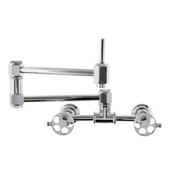Pot Filler Faucet, Webb, Wall Mount with Knurled Handle in Polished Chrome