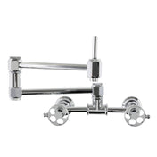 Pot Filler Faucet, Webb, Wall Mount with Knurled Handle in Polished Chrome