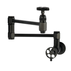 Pot Filler Faucet, Webb, Wall Mount with Knurled Handles in Matte Black