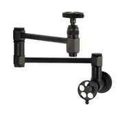 Pot Filler Faucet, Webb, Wall Mount with Knurled Handles in Matte Black