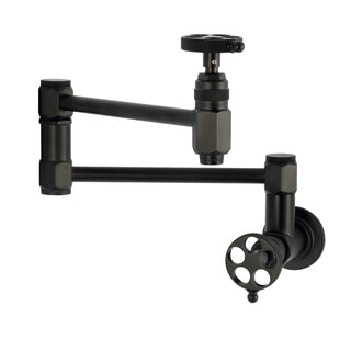 Pot Filler Faucet, Webb, Wall Mount with Knurled Handles in Matte Black