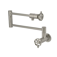 Pot Filler Faucet, Webb, Wall Mount with Two Handles in Brushed Nickel