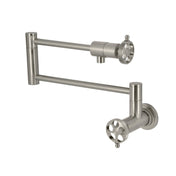 Pot Filler Faucet, Webb, Wall Mount with Two Handles in Brushed Nickel