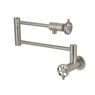 Pot Filler Faucet, Webb, Wall Mount with Two Handles in Brushed Nickel