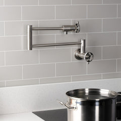 Pot Filler Faucet, Webb, Wall Mount with Two Handles in Brushed Nickel