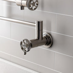 Pot Filler Faucet, Webb, Wall Mount with Two Handles in Brushed Nickel