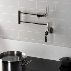Pot Filler Faucet, Whitaker, Wall Mount with Two Handles in Polished Nickel