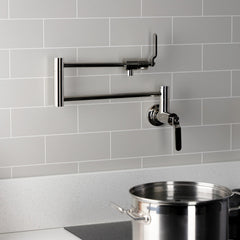 Pot Filler Faucet, Whitaker, Wall Mount with Two Handles in Polished Nickel