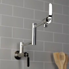 Pot Filler Faucet, Whitaker, Wall Mount with Two Handles in Polished Nickel