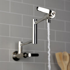 Pot Filler Faucet, Whitaker, Wall Mount with Two Handles in Polished Nickel