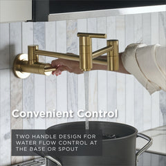 Pot Filler, Parma, Wall Mount, 2 Lever Handles, Brass, Brushed Bronze
