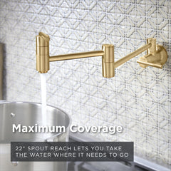Pot Filler, Parma, Wall Mount, 2 Lever Handles, Brass, Brushed Bronze
