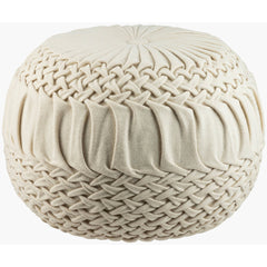 Pouf, 14 in H x 18 in W with Cream Wool and Nylon Cover