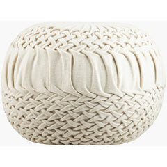 Pouf, 14 in H x 18 in W with Cream Wool and Nylon Cover