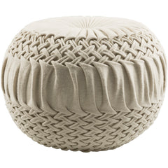 Pouf, 14 in H x 18 in W with Cream Wool and Nylon Cover