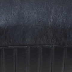 Pouf, 21-Inch Square, Black Genuine Leather