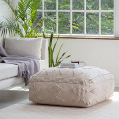 Pouf Ottoman, 34 in Wide, Cotton Blend