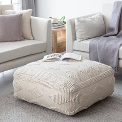 Pouf Ottoman, 34 in Wide, Cotton Blend