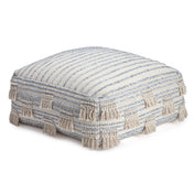 Pouf Ottoman, Cotton Upholstery in Beige and Gray