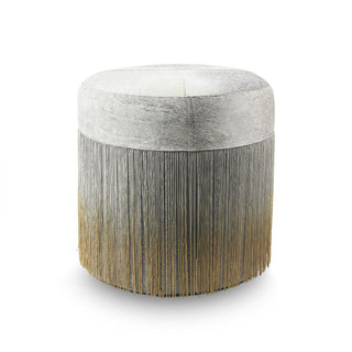 Pouffe, 15 In Round with Ombre Gray and Gold Color